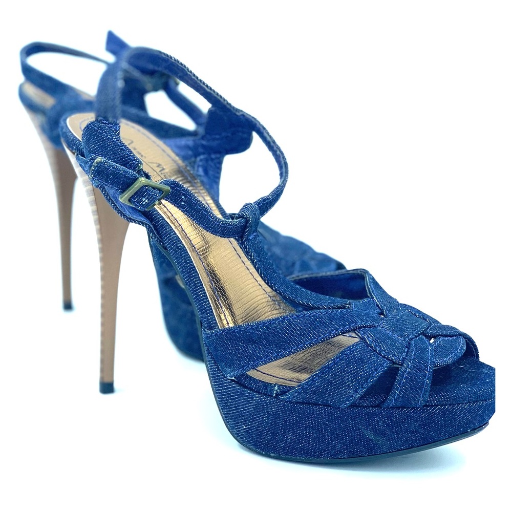 DENIM BLUE Strappy Platform High Heels
